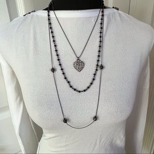 Three Strand Crystal Heart Necklace